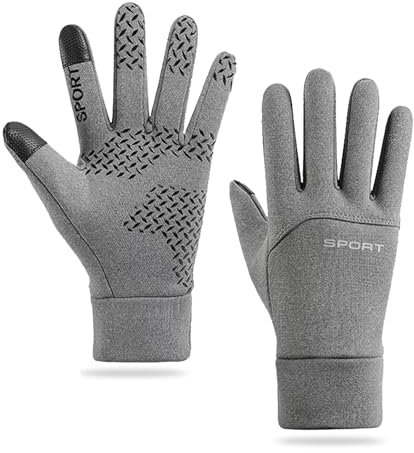Touchscreen Handschuhe Herren Damen,Handschuhe Herren Damen Fahrradhandschuhe Winddichte Laufhandschuhe Thermo Handschuhe Winter Anti-Rutsch Touchscreen Sporthandschuhe Für Fahrrad,Laufen (Grau)