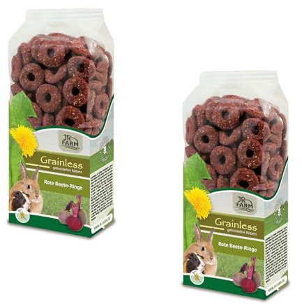 JR FARM rote Beete Ringe | Doppelpack | 2 x 100 g | Ergänzungsfuttermittel für Kaninchen und Nager | Getreidefreie Ringe aus 100% Gemüse | Mit Vitaminen und Mineralstoffen