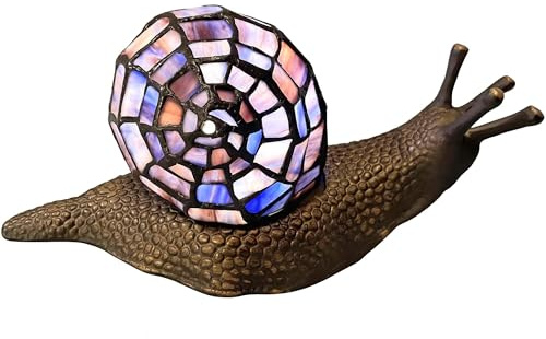 Bieye L30976 Land Schnecke Tiffany Stil Buntglas Akzent Tischlampe für Home Decor (Lila, 10 T x 5 B x 5 H)