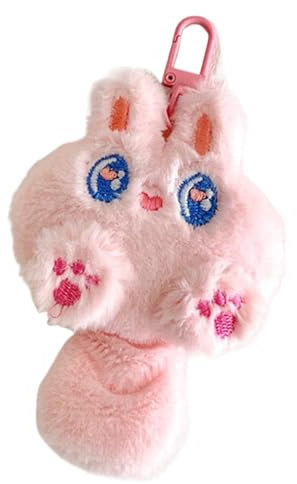 Porte-clé, 10 cm, Compagnon en peluche, Avec anneau pour porte-clés, trousseau de clés, Porte-clés en Peluche idéal comme Cadeau pour Hommes, Femmes et Enfants (Style lapin rose)