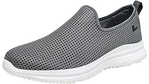 Sneaker Stivali Uomo Moda Estate Uomini Mesh Traspirante Piatto Leggero Confortevole Casual, Grigio scuro, 38 2/3 EU