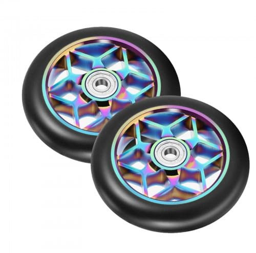 2 Stück 110mm Stunt Scooter Rollen, Scooter Ersatzräder räder mit ABEC-9 Lager, für meisten Stuntscooter und Kickscooter (Bunt)