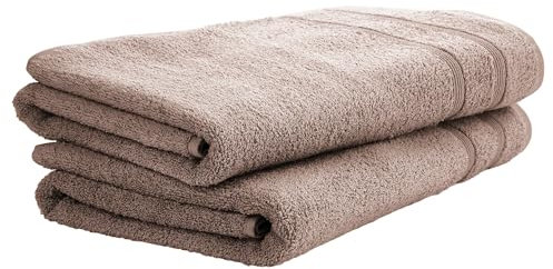 Uncover by Schiesser Duschtuch Brooklyn im 2er Set | Badetuch aus 100% Baumwolle | Oeko-TEX | Weich, saugstark, schnelltrocknend | 70x140cm | Taupe