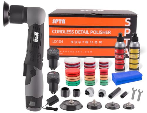 SPTA Akku Mini Auto Polierer 12V Kratzer Killer Auto Polierer RO/DA Akku Polierer mit Polierpad zum Polieren, Schleifen und Reinigen