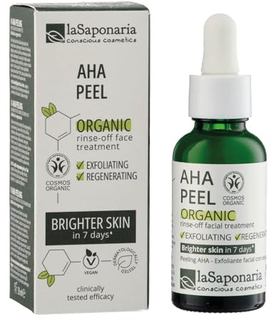 La Saponaria | Bio AHA Gesichtspeeling – Chemisches Peeling mit Fruchtsäuren – Peeling für Frauen – Verleiht Glow, Regeneriert, Glättet & Verfeinert das Hautbild – 30 ml