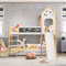 JiaOyu Cama infantil litera de 90 x 200 cm con tobogán y escalera, cama de casa con tablero de graffiti, cama alta de madera maciza con somier y protección contra caídas, cama funcional para 2 niños