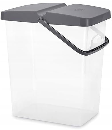 Large Storage Container Box Pet Food Washing Powder Tall 10L / 25L Home Bucket Cat Litter Tub Household Tub (Grey, 10L)