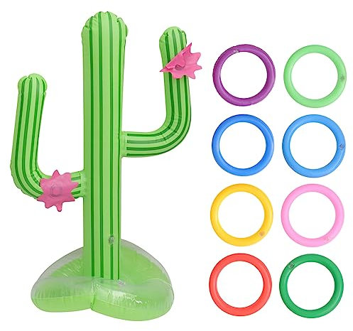 Abaodam Summer Inflatable Cactus Ring Toss Game Cactus Rings Pvc Beach Toy for Pool Parties Outdoor Fun Easily Storable Inflatable Plaything