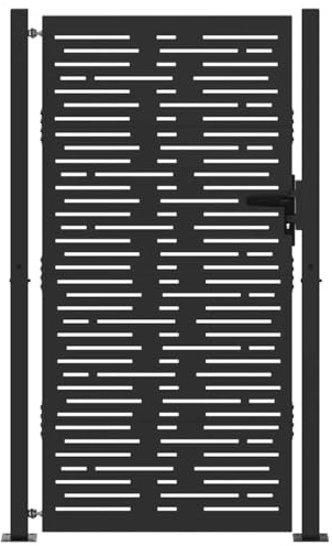 vidaXL Gartentor Schwarz 110 x 180 cm Pulverbeschichteter Stahl