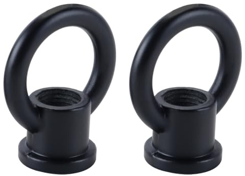 Hoite 2 Pcs Eyelet Nuts, Bar Counter Pendant Light Load-bearing Hook, 29 X 35 Mm M10 Thread Ring Shape Female Loop for Pendant Lamp Chandelier (Black)