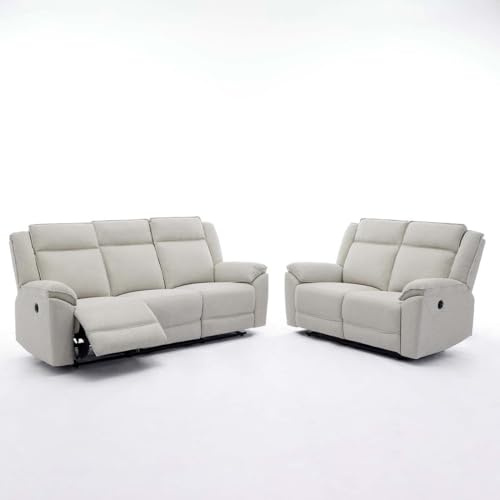 SKYE ELECTRIC RECLINER 1+2+3 LINEN FABRIC SOFA SET (Beige, 3+2 Seater)