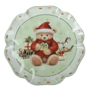 BRANDANI Piatto da Portata “Coccole” in Porcellana Ø 30 cm – Decoro natalizio, lavabile in lavastoviglie e adatto a microonde