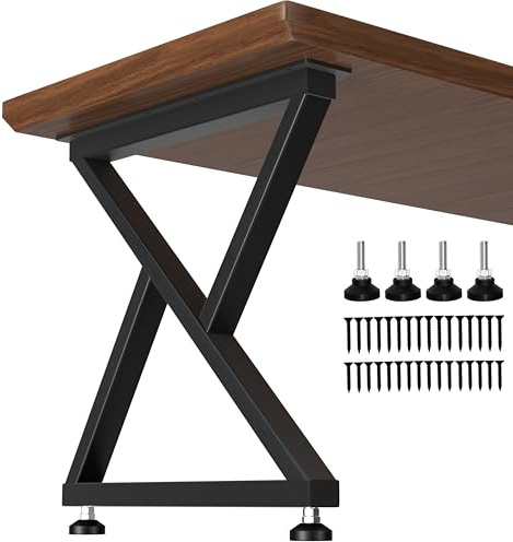 KOSEOO 71,1 cm robuste Schreibtischbeine, 544 kg Kapazität, industrielle Metall-Tischbeine mit verstellbaren Füßen, stabiler X-Rahmen, kein Wackeln, Struktur-Design für Bürotisch, Esstisch, Heimwerken