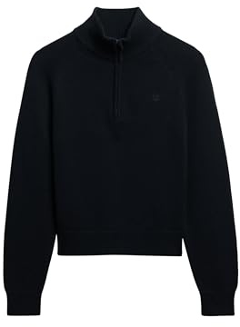 Superdry Damen Essentials Strickpullover mit Reißverschluss in schmaler Passform