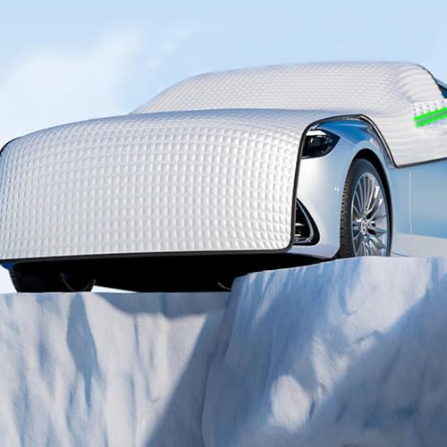 ASBHFC Halbe Autoabdeckung Ganzjahres für VW Touran (1T 5T 2003-2025 2026), Große Frontscheibenabdeckung Winter Frostschutz, Gepolsterte Scheibenabdeckung Sonnenschutz UV-Schutz