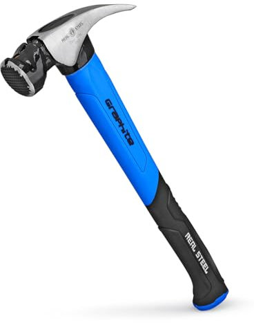 REAL STEEL Magnetischer Hammer mit gerader Klaue 0503, 625 g Kopf, gefräste Schlagfläche