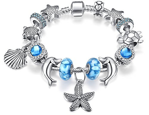 Presentski Armband Mädchen, Armband Starfish Anhänger Charm Armband mit blauem Ozean Stern.EIN Mädchen oder Damen