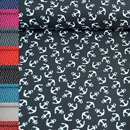 MAGAM-Stoffe Lena Anker Jersey Stoff Oeko-Tex Meterware 50cm (04. Dunkelgrau)