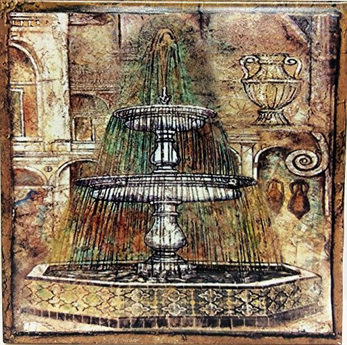 Pompeii Decorative Ceramic Tile 6 15 cm Antique Fountain Hand Decorated UK