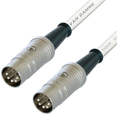Van Damme Midi Lead. 5 Pin Din PHANTOM POWER Synth, Interface, Foot Switch Cable (8m, White)