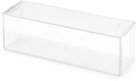 Aurora Store - 50 Scatoline rettangolari in PVC Trasparente 3x2x7 cm portaconfetti bomboniera Astuccio Matrimonio Battesimo Laurea plastica segnaposto