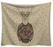 Boyouth Gobelin, Elch mit Brille, bunter Dreiecksdruck, Kleidung, graugrüner Hintergrund, Muster, Digitaldruck, 200 cm breit x 150 cm hoch