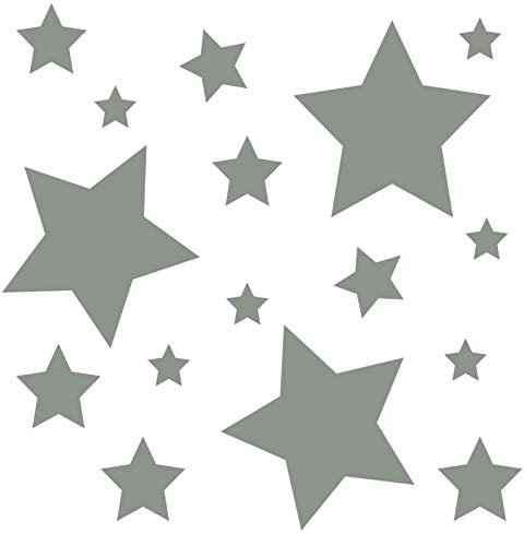 kleb-Drauf® | 18 Sterne | Grau - matt | Autoaufkleber Autosticker Decal Aufkleber Sticker | Auto Car Motorrad Fahrrad Roller Bike | Deko Tuning Stickerbomb Styling Wrapping