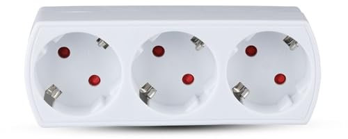 V-TAC Adaptador Múltiple 3 Enchufes - Enchufe de Pared 3 Tomas de Corriente 16A Shuko para el Hogar, Oficina, Tienda, Garaje, Cocina - Regleta Múltiple 3 Enchufes - 250V Compacta y Práctica