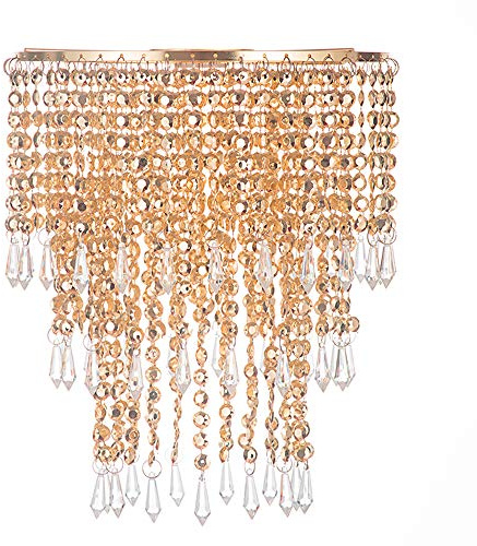 Waneway Chandelier Light Shade for Ceiling Pendant Light, Easy Fit Crystal Lamp Shade Lampshade for Bedroom, Living Room, Hallway, Wedding or Party Decoration, Diameter 22 cm, 3 Tiers, Copper