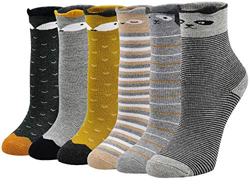 PUTUO Chaussettes Hiver pour Fille Enfant: Chaussette Chaude Thermique en Coton - Chaussettes Fantaisie Epaisse pour Fille ans 2-4 taille 20-22 6 paires