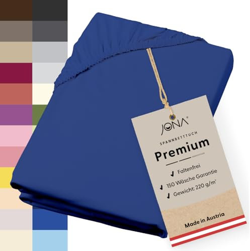 JONA SLEEP® Premium Spannbettlaken (180-200 x 200 cm) Jersey Baumwolle Marine - 220 g/m² - ÖKO-TEX 100 zertifziert - Made in Austria