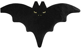 Papierservietten, Fledermaus, 16 x 9 cm, Schwarz und Gold, 20 Stück
