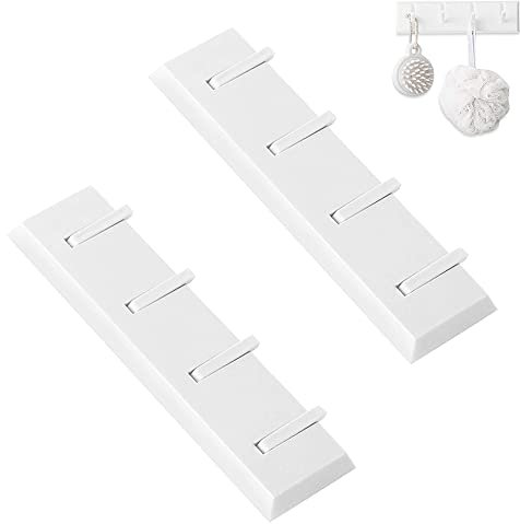 2 Pièces Crochet Mural Pliable, Patère Murale, Porte Manteau Mural, Non Perforé, Autocollant, avec 4 Crochets Rétractables, pour Chapeaux, Écharpes, Parapluies, pour Entrée, Salle de Bain (Blanc)