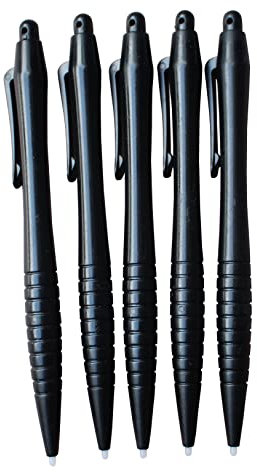 Dealbude24 5X Schwarz Stylus BedienStift Pen Eingabestift Pen Lang Display Touch Pen mit Loch für Anhänger für PDA und Organizer Plastik