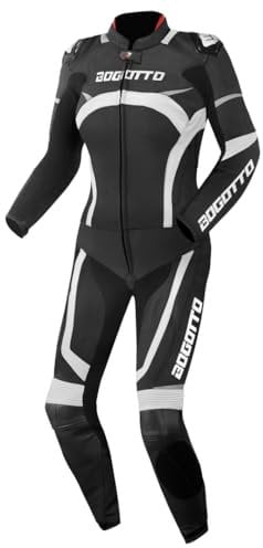 Bogotto Misano 2-Teiler Damen Motorrad Lederkombi, schwarz/weiß, 42