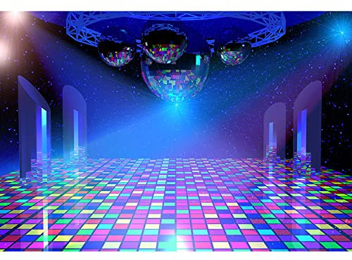 Aoihrraan 3x2m Disco Toile De Fond Musique Scène Projecteur Au Néon Boîte Nuit Danseurs De Fièvre Salle Bal Photographie Années 70 80 90 Fête D'Anniversaire Afficher Adultes Portrait Studio Photo
