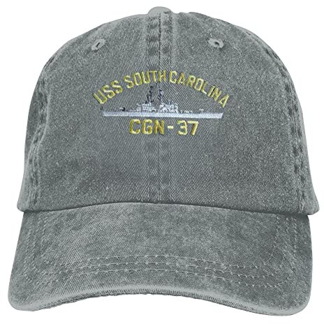 736 Capatmungsaktive Mütze USS South Carolina Cgn-37 Baseball Cap Gewaschener Denim Golf Caps Sonnenschutz Golf Hüte Für Damen, Running, Reisen