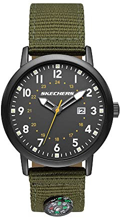 Skechers Herrenuhr Parkhurst, Digitales Uhrwerk, 43MM Grünes Aluminiumgehäuse mit Segeltucharmband, SR5182