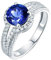 Daesar Ring 750 Weißgold Damen mit Diamant, Verlobungsring 4-Steg-Krappenfassung mit Rund Tansanit 1.3ct, Hochzeit Ring Nickelfrei Weißgold Gr.58 (18.5)