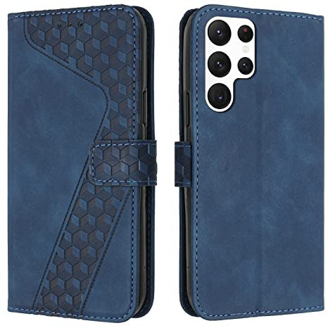 OKZone Compatible With Samsung Galaxy S22 Ultra Case, Wallet Case PU Premium Leather with Card holder Slots Magnetic Shockproof Flip Cover Bookstyle Phone Cases Cover for Samsung S22 Ultra (Blue)