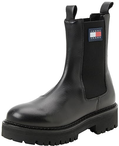 Tommy Jeans Stivali Mezza Gamba Donna Urban Chelsea Stivaletti, Nero (Black), 38 EU