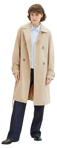 TOM TAILOR Damen Loose Fit Basic Trenchcoat mit Gürtel, 11485 - Sandy Beige, L