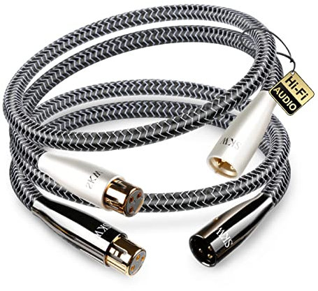 SKW Cavo microfonico bilanciato HiFi da XLR maschio a XLR femmina a 3 PIN in rame e argento di alta qualità per amplificatori, mixer, altoparlanti - 3M