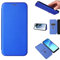 ESONG Coque pour Motorola Moto G84 5G, Premium en Cuir Fibre de Carbone Flip Case avec Fentes pour Cartes Fermeture Magnétique, Stand Housse-Bleu