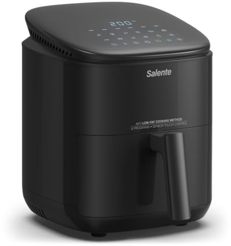 SALENTE AirFit, Heißluftfritteuse mit 12 Programmen, 3,5 L, 1500 W, 30-200 °C, antihaftbeschichtete Fritteuse, spülmaschinenfest (Schwarz)