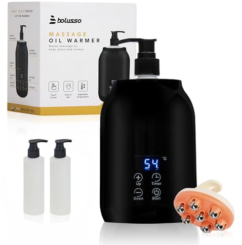 Bolusso Chauffe-huile de massage noir – Chauffe-biberon professionnel 30–65 °C Système de chauffage à l'huile portable rapide avec