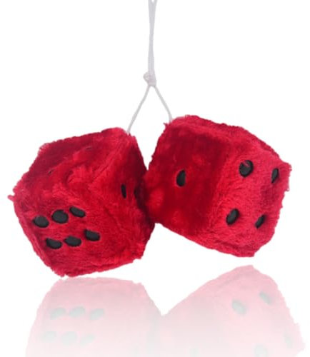 Plüschwürfel Auto Rückspiegel Anhänger, Auto Rückspiegel Ornament, Flauschige Plüschwürfel zum Aufhängen im Auto, pelzige Würfel mit Punkten für den Auto Rückspiegel