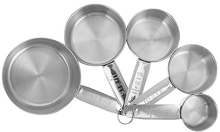 Cabilock 5 Piezas Taza Medidora Tazas Medidoras Metalicas Cuchara De Pesaje Prácticas Tazas Medidoras Medición De Cobre Tazas De Medir Secas Herramienta Acero Inoxidable Escala