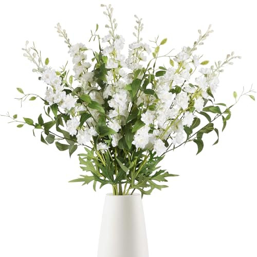 IPOPU Künstliche Rittersporn, 9 Stück, mit Clematis, Grün für Hochzeit und Heimdekoration