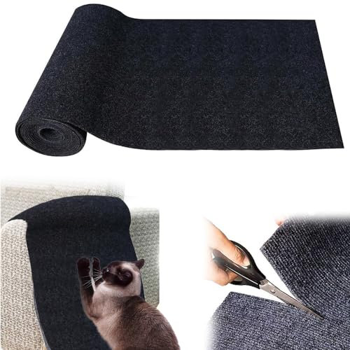 Self-Adhesive Cat Scratching Mat, 40x200cm Anti Scratch Furniture Protector, Furniture Scratch Guard for Sofa Couch Corners, Cat Scratch Training Tape Protection for Doors Furniture (Black)